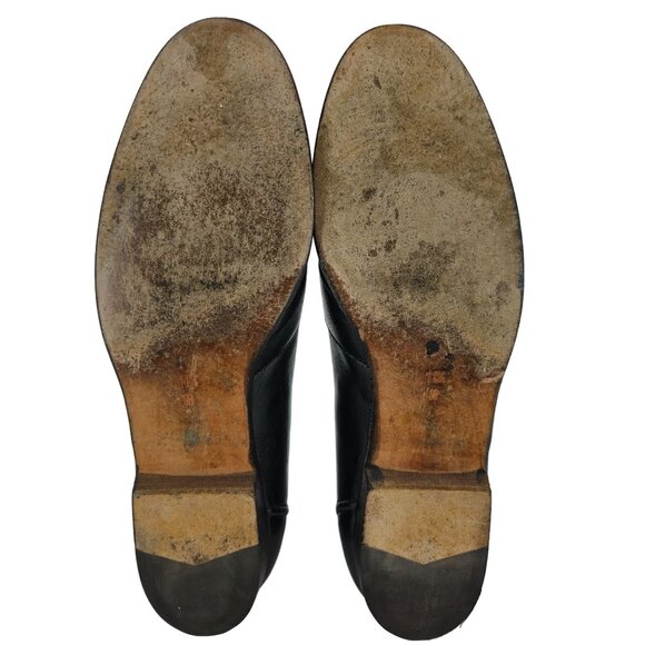 Vintage Bragano Cole Haan Italy Men 11.5 Black Leather Dress Shoes Penny Loafers - Picture 4 of 11